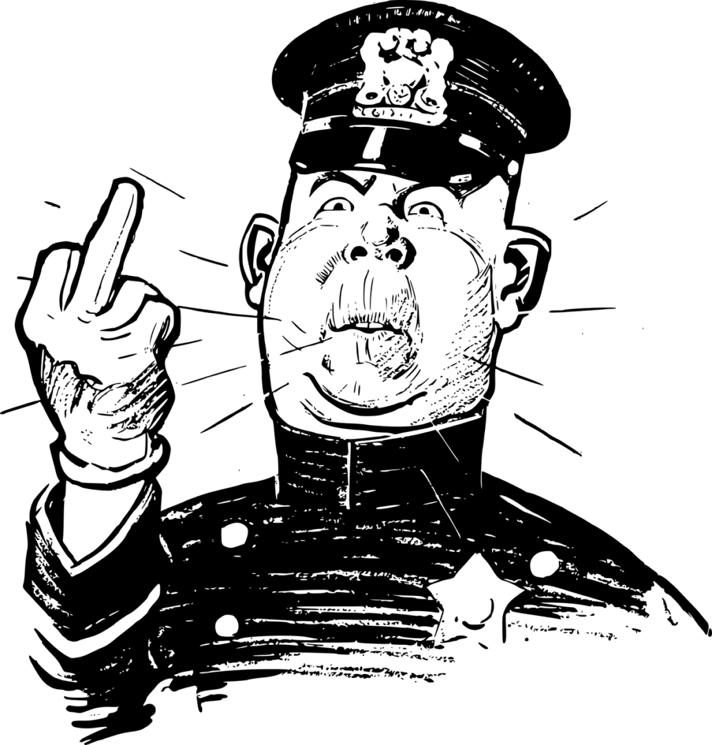 שוטר עושה אצבע משולשת
